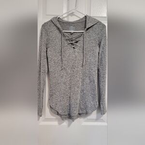 Aerie "Just Add‎ Leggings" GRAY Long Sleeve With Hood Size XS
